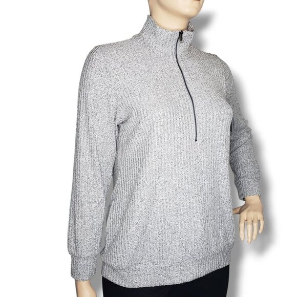 Torrid Quarter Zip Sweatshirt Womens 2X Gray Relaxed Fit Super Soft Plush Rib - Picture 2 of 10